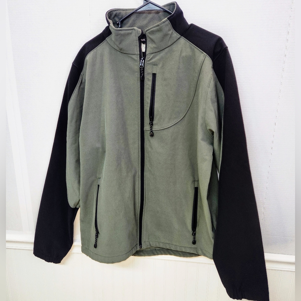 Black Diamond Jacket Mens Large Green Black Soft Shell Full Zip Casual Coat 0169